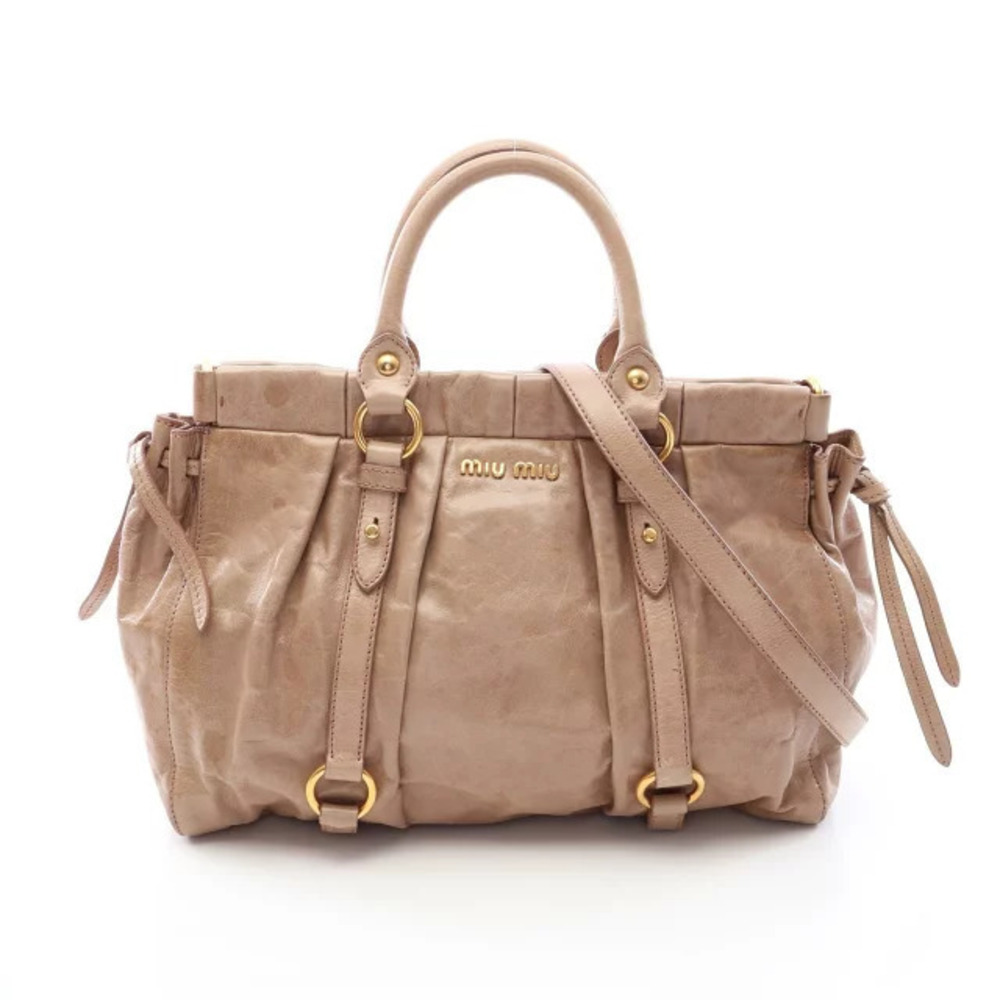 Miu Miu VITELLO LUX Handbag Leather Beige Cream